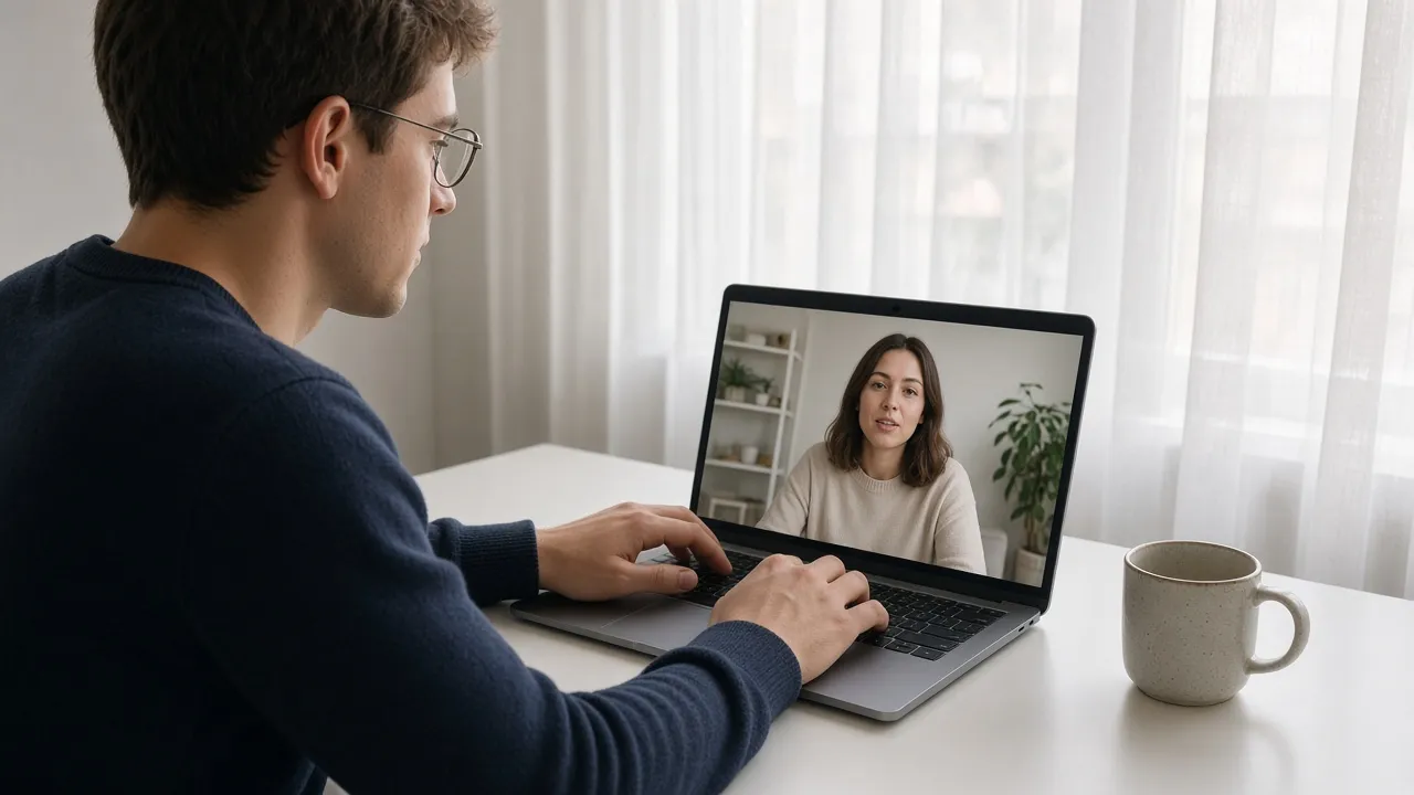A person taking timestamped study notes on a computer while watching a video